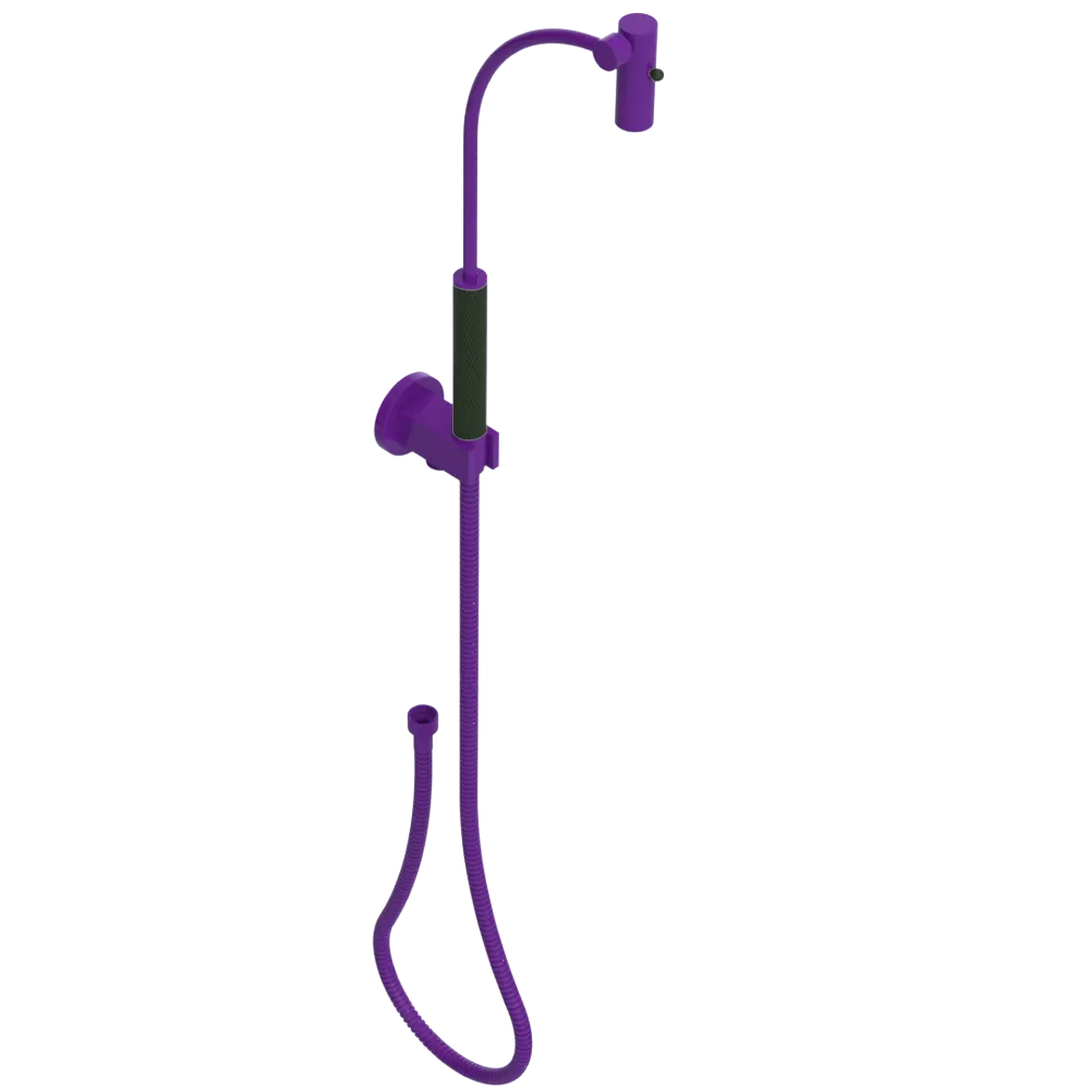 Rubinet Hand Held Shower Bidet with Extended Reach & Dual Function Spray Including Wall Bracket with Supply & Hose (Round) Purple Haze