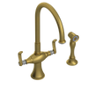 Rubinet Two Handle Single Hole Kitchen Set with Hand Spray Antique Brass Matt
