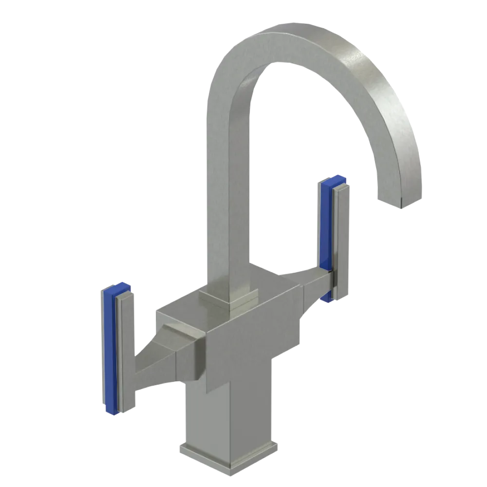 Rubinet Single Hole Dual Handle Lav. Set. (less drain) Satin Nickel