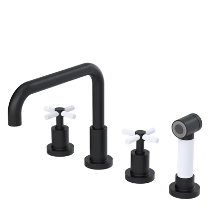 Rubinet Widespread Kitchen Set with Hand Spray Matt Black