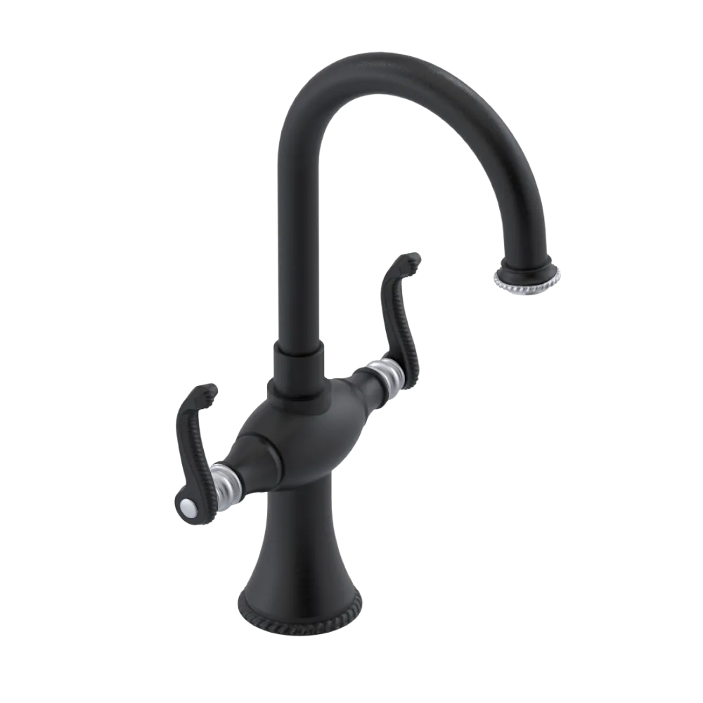 Rubinet Single Hole Dual Handle Lav. Set. (less drain) Matt Black
