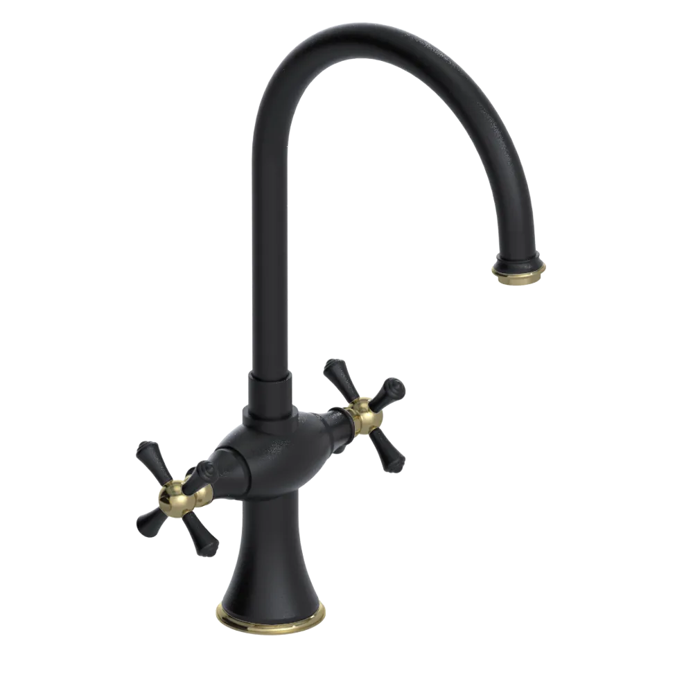 Rubinet Two Handle Single Hole Kitchen Set Matt Black