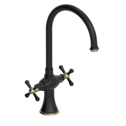 Rubinet Two Handle Single Hole Kitchen Set Matt Black