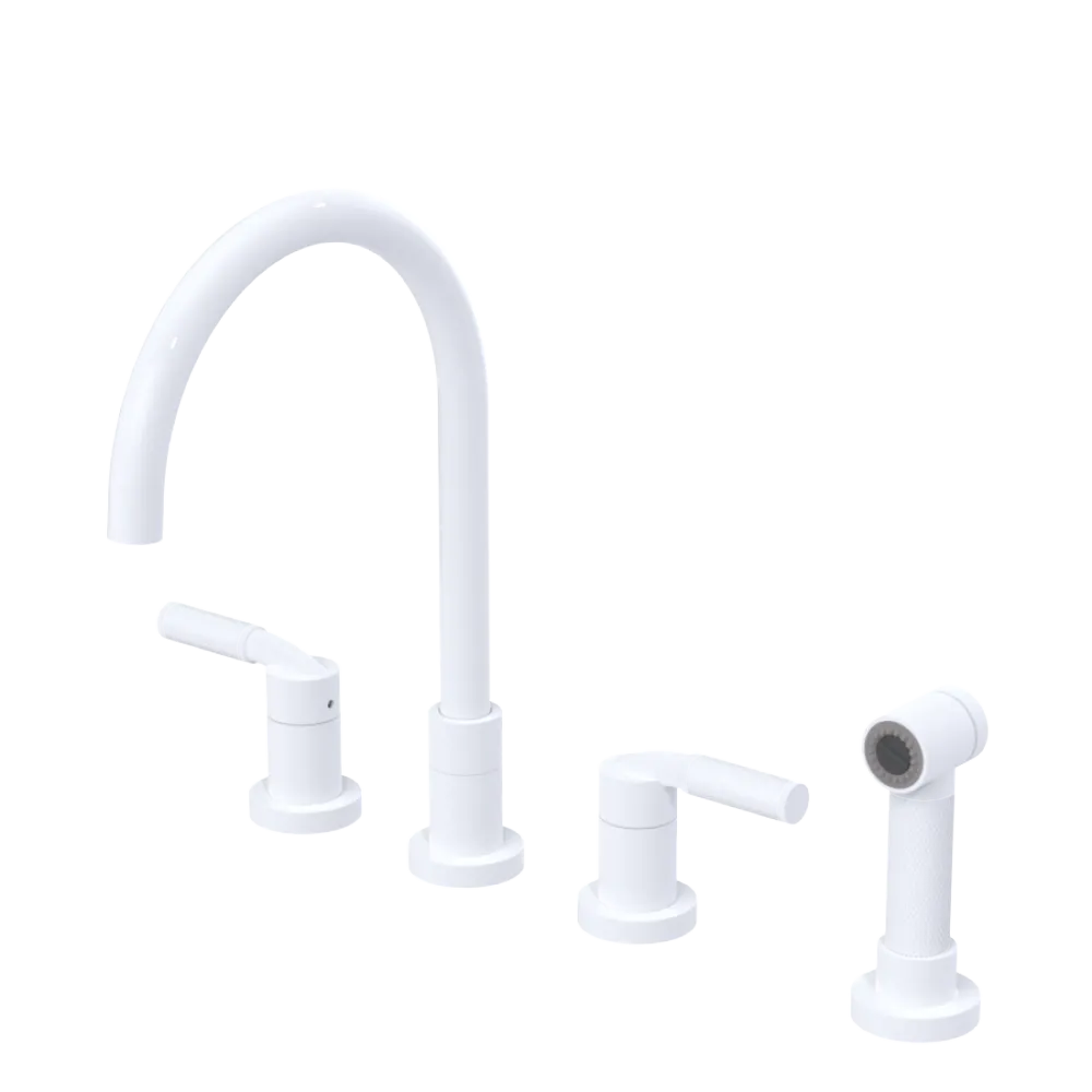 Rubinet Widespread Kitchen Set with Hand Spray White