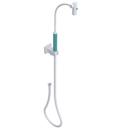 Rubinet Hand Held Shower Bidet with Extended Reach & Dual Function Spray Including Wall Bracket with Supply & Hose (Square) White