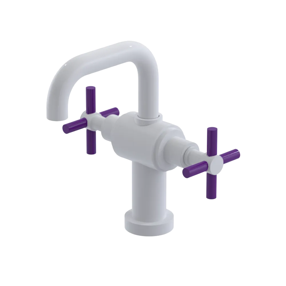 Rubinet Single Hole Dual Handle Lav. Set. (less drain) White