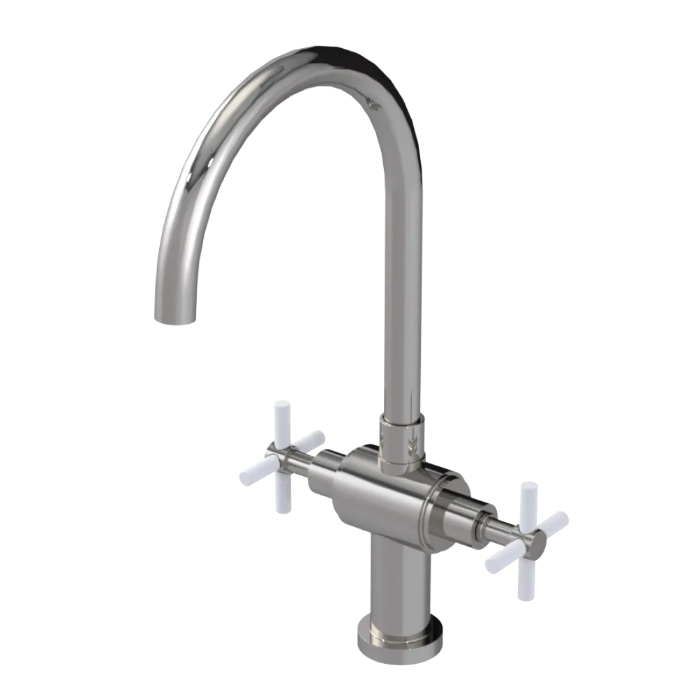 Rubinet Two Handle Single Hole Kitchen Set with LaSalle Spout Polished Nickel