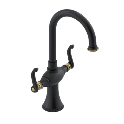 Rubinet Single Hole Dual Handle Lav. Set. (less drain) Matt Black