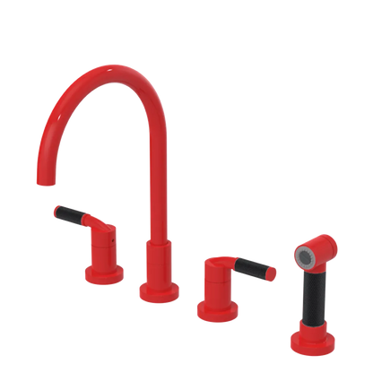 Rubinet Widespread Kitchen Set with Hand Spray Red