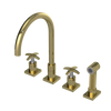 Rubinet Widespread Kitchen Set with Hand Spray Natural Brass