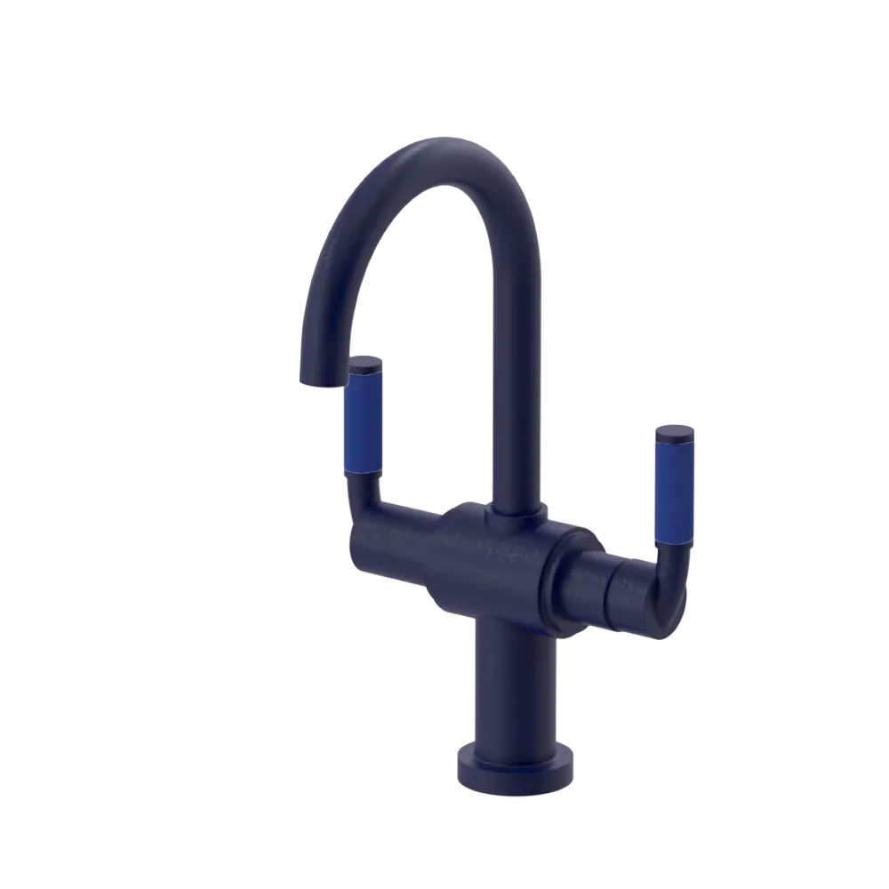 Rubinet Single Hole Dual Handle Lav. Set. (less drain) Midnight Blue