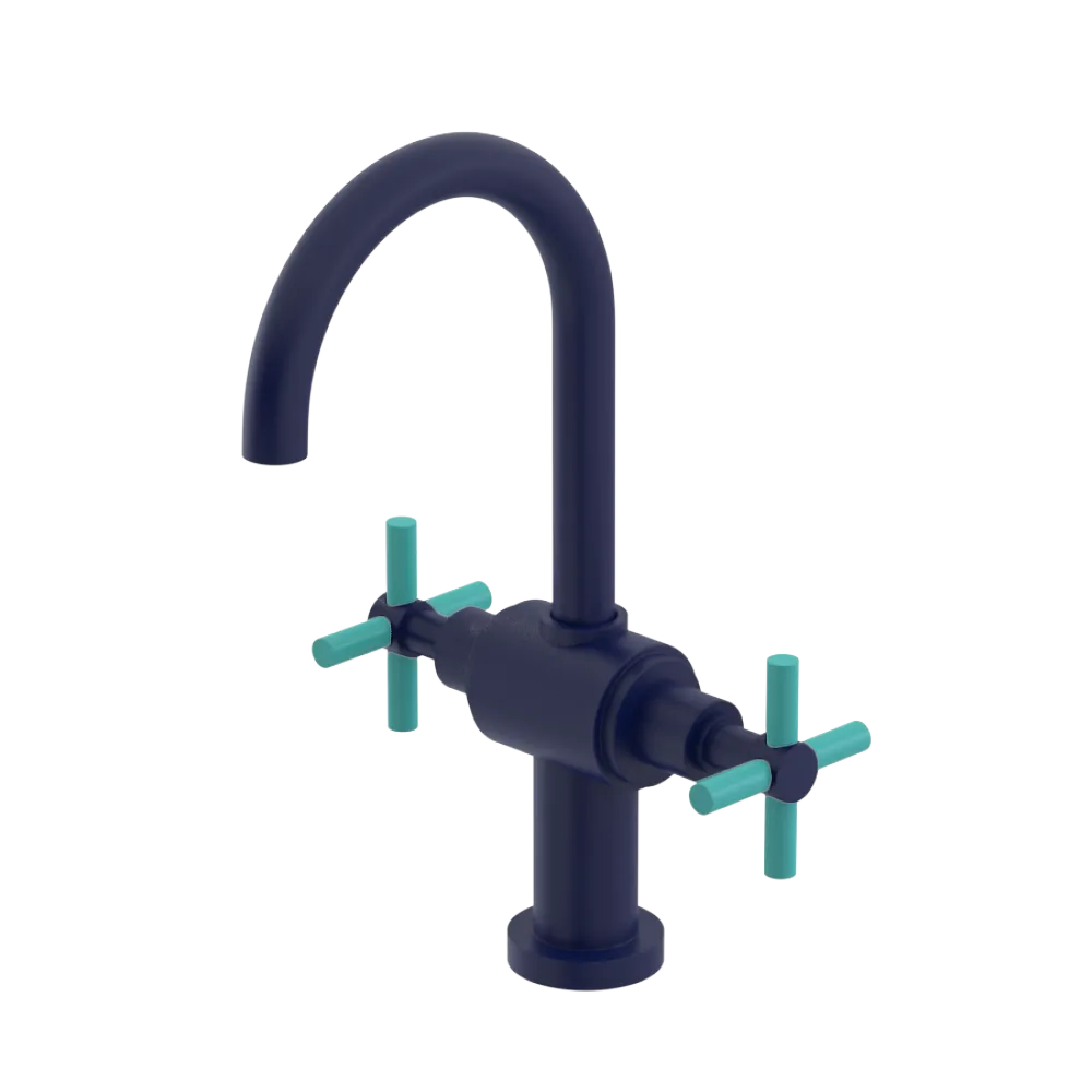 Rubinet Single Hole Dual Handle Lav. Set with LaSalle Spout (less drain) Midnight Blue