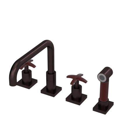 Rubinet Widespread Kitchen Set with Genesis Spout with Hand Spray Oil Rubbed Bronze