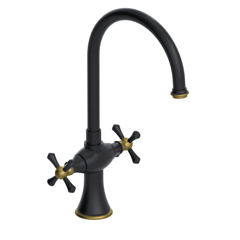 Rubinet Two Handle Single Hole Kitchen Set Matt Black