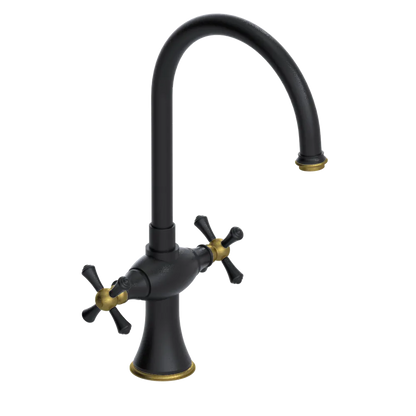 Rubinet Two Handle Single Hole Kitchen Set Matt Black