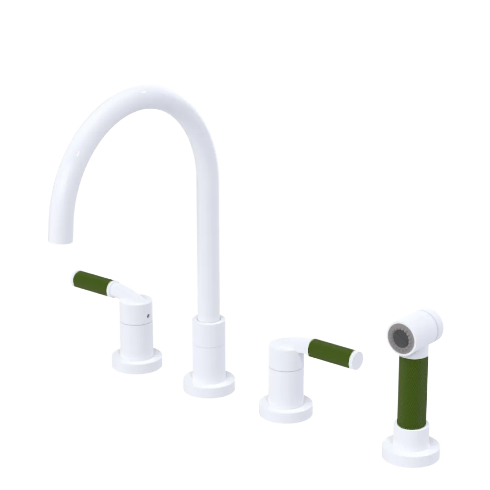 Rubinet Widespread Kitchen Set with Hand Spray White