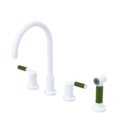 Rubinet Widespread Kitchen Set with Hand Spray White