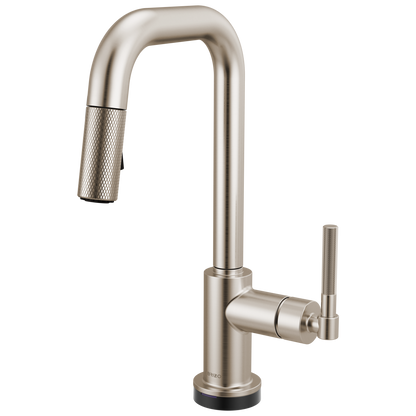 Brizo Smarttouch Pull Down Prep Faucet With Square Spout Knurled Handle