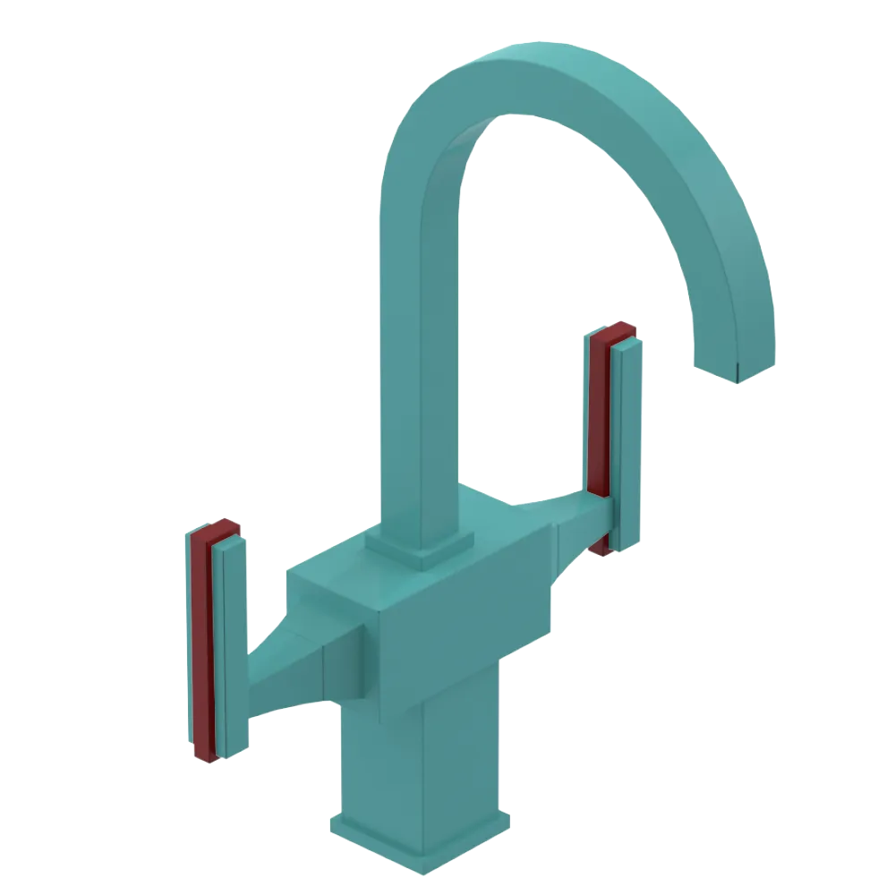 Rubinet Single Hole Dual Handle Lav. Set. (less drain) Aqua