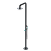 Rubinet Pressure Balance Outdoor Shower with Hand Held Shower & 10" Shower Head - 304 Stainless Steel Matt Black