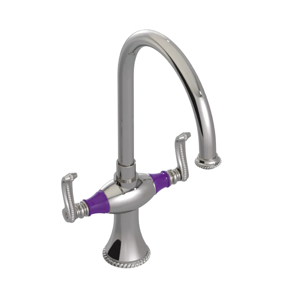 Rubinet Two Handle Single Hole Kitchen Set Polished Nickel