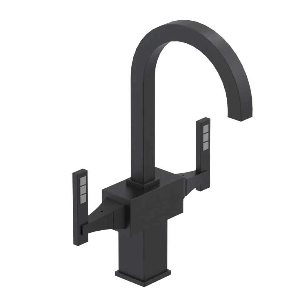 Rubinet Single Hole Dual Handle Lav. Set. (less drain) Matt Black