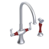 Rubinet Two Handle Single Hole Kitchen Set with Hand Spray Satin Chrome