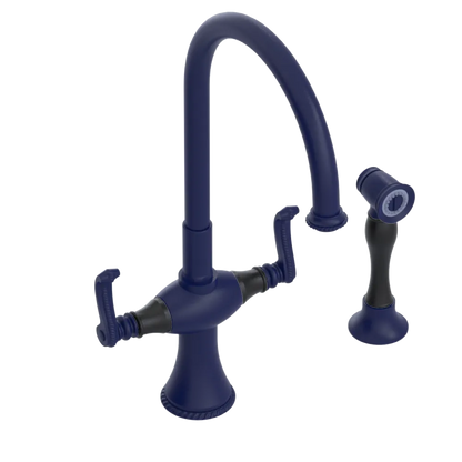 Rubinet Two Handle Single Hole Kitchen Set with Hand Spray Midnight Blue
