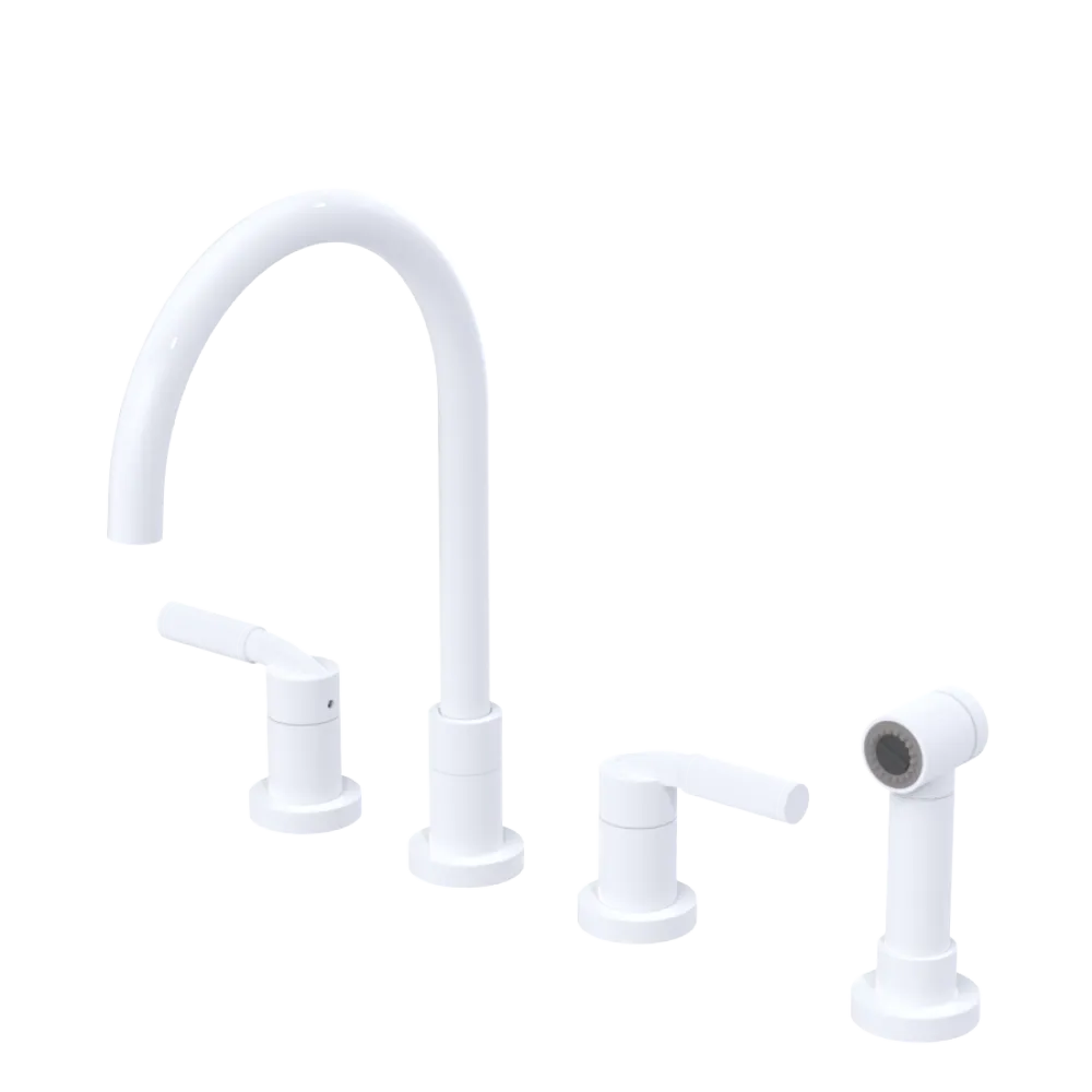 Rubinet Widespread Kitchen Set with Hand Spray White