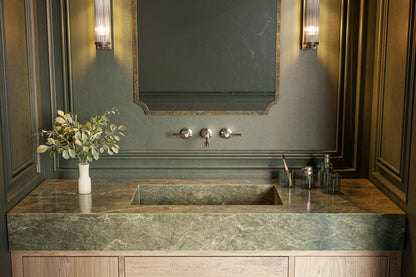 Baril Two handles wall-mounted lavatory faucet, drain not included