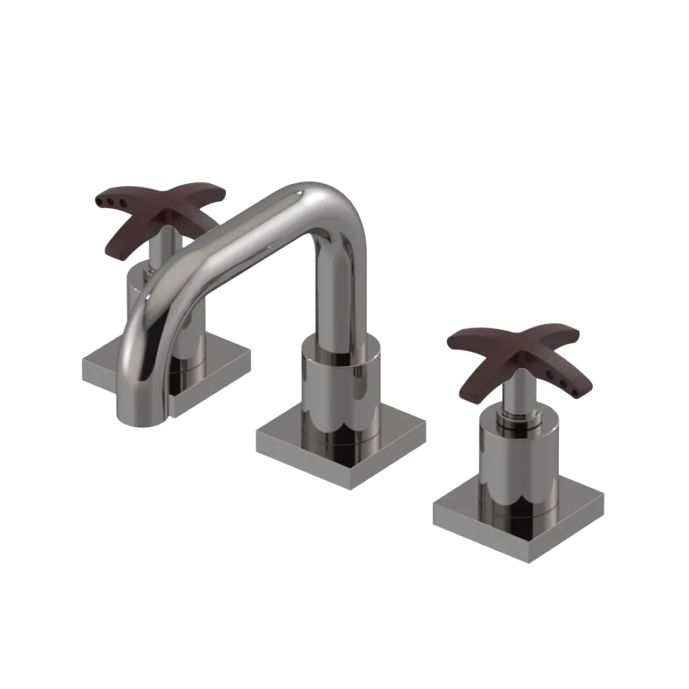 Rubinet Widespread Lav. Set. with Genesis spout (less drain) Polished Nickel