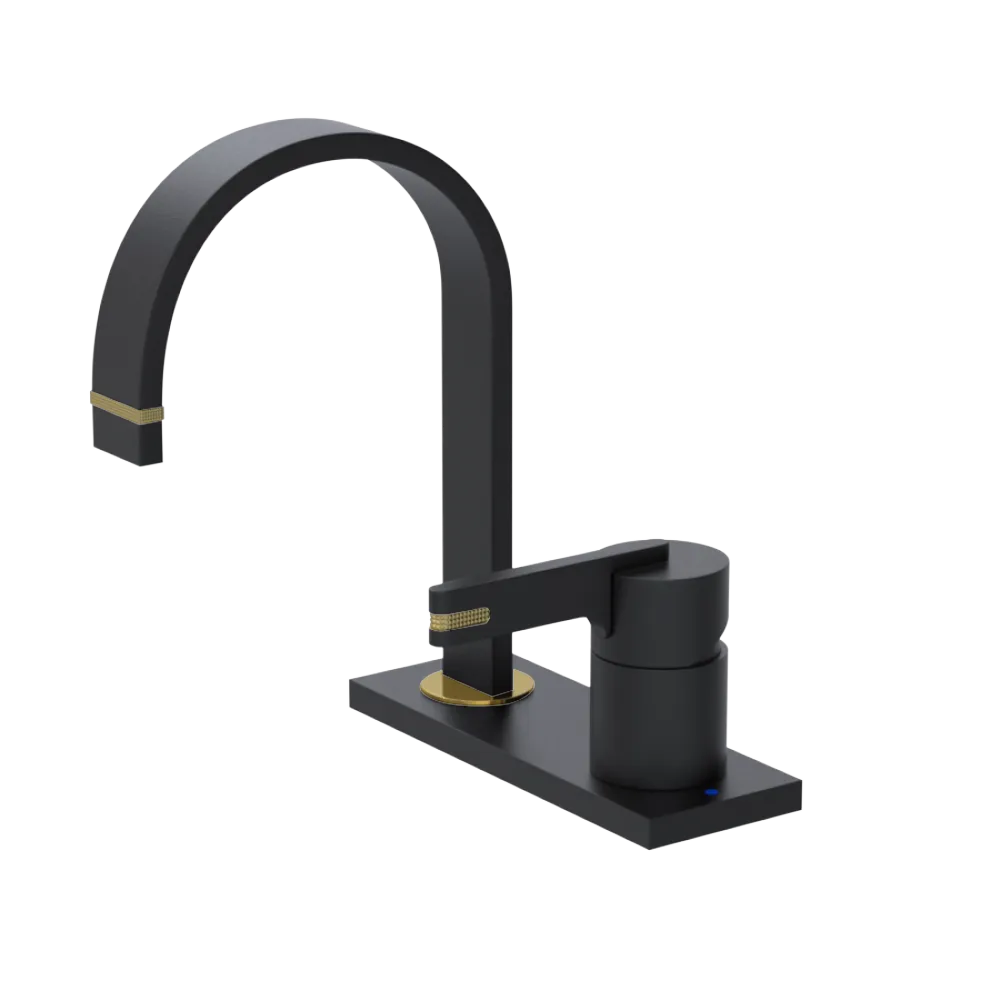 Rubinet 4" Centre Single Control Lav. Set (less drain) Matt Black