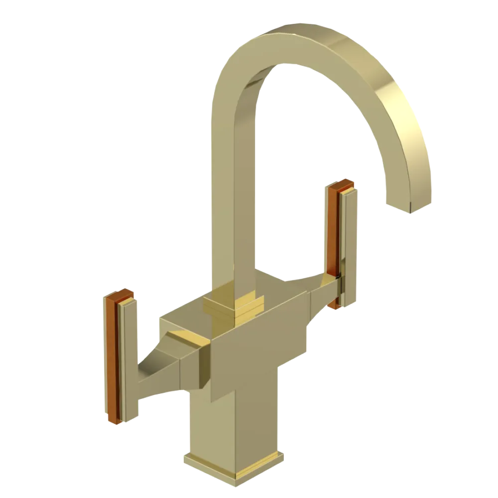 Rubinet Single Hole Dual Handle Lav. Set. (less drain) Gold