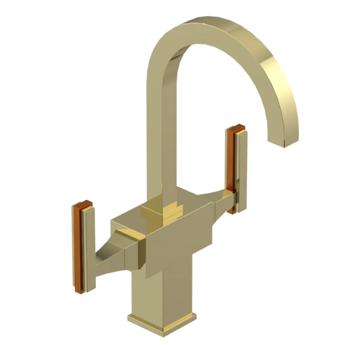 Rubinet Single Hole Dual Handle Lav. Set. (less drain) Gold