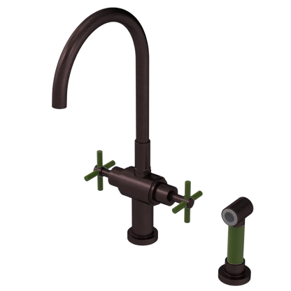 Rubinet Two Handle Single Hole Kitchen Set with LaSalle Spout with Hand Spray Oil Rubbed Bronze