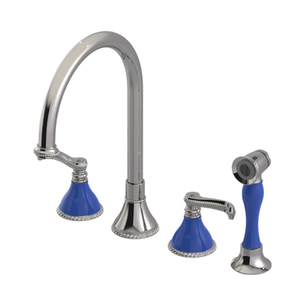 Rubinet Widespread Kitchen Set with Hand Spray Polished Nickel