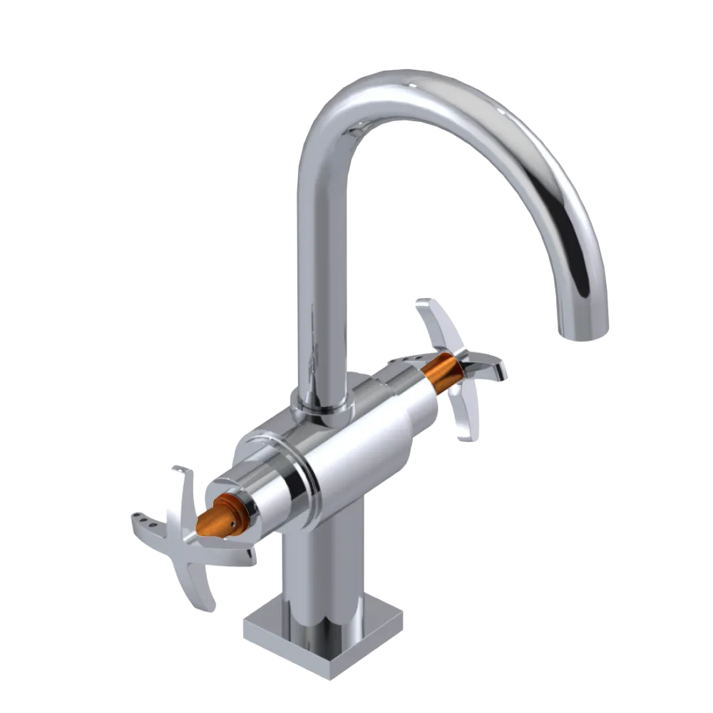 Rubinet Single Hole Dual Handle Lav. Set. (less drain) Chrome