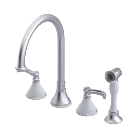 Rubinet Widespread Kitchen Set with Hand Spray Satin Chrome