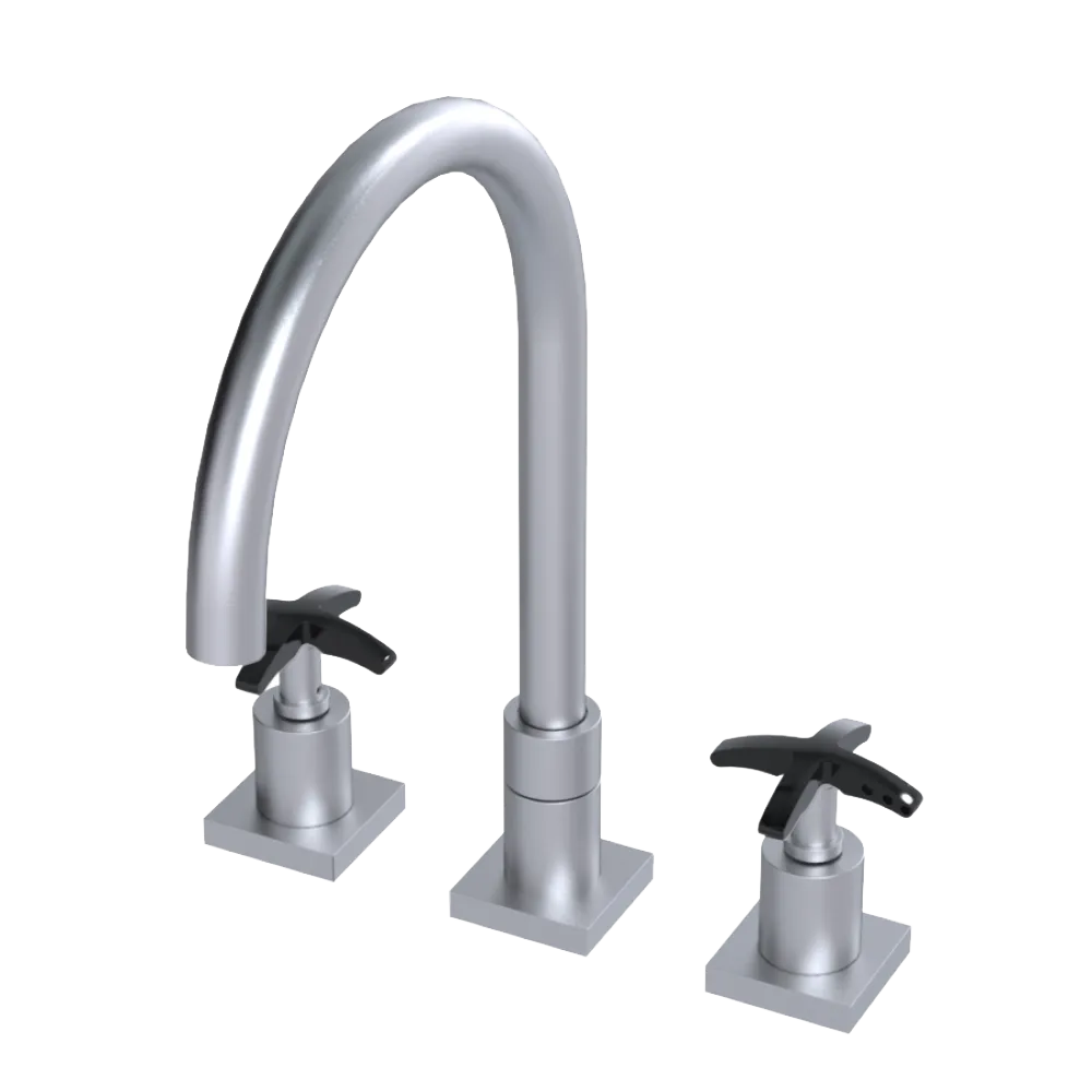 Rubinet Widespread Kitchen Set Satin Chrome