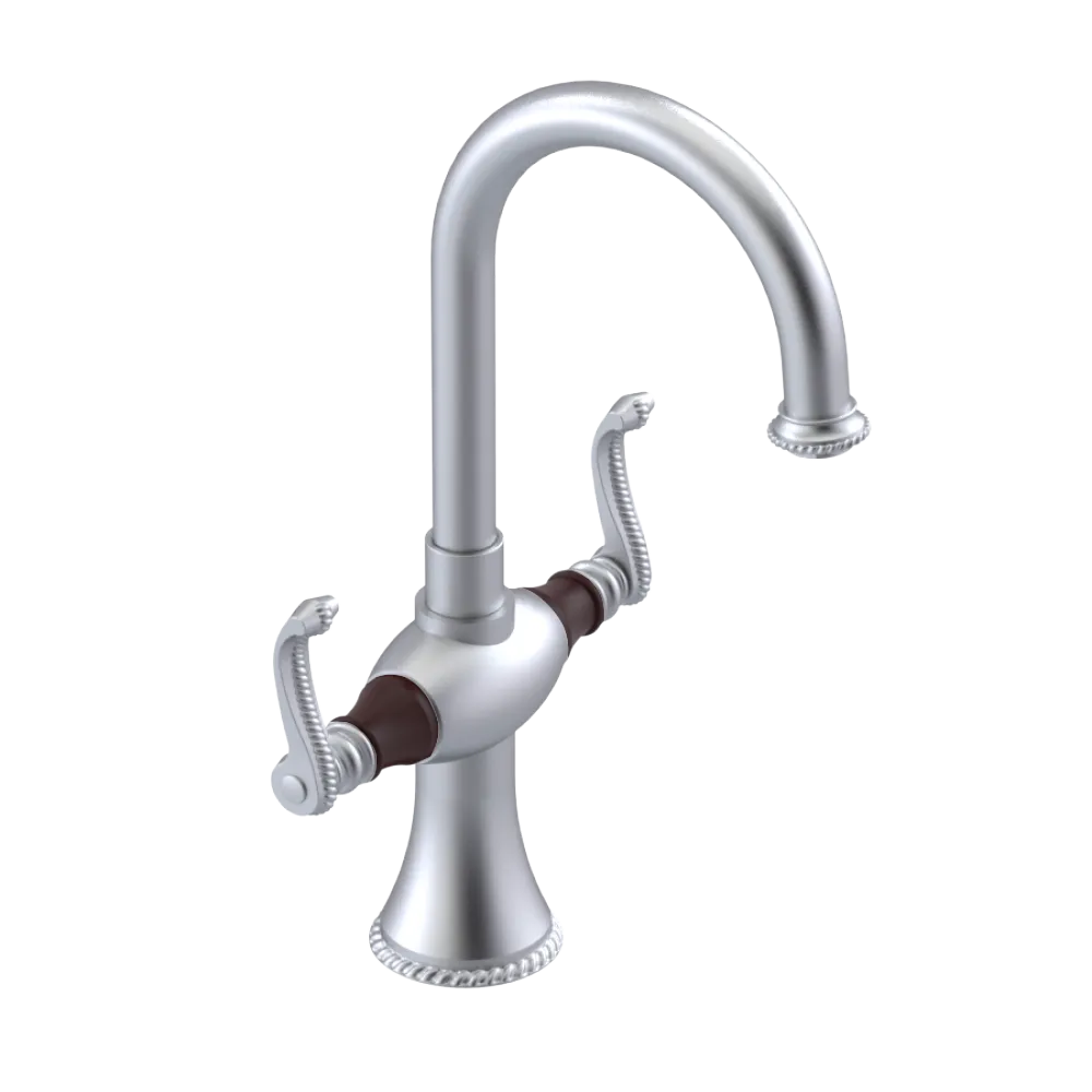 Rubinet Single Hole Dual Handle Lav. Set. (less drain) Satin Chrome