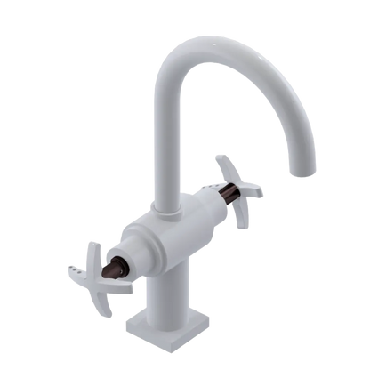 Rubinet Single Hole Dual Handle Lav. Set. (less drain) White
