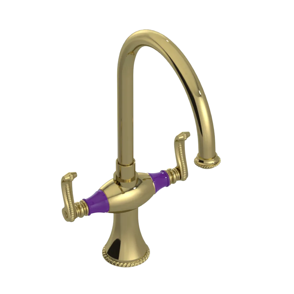 Rubinet Two Handle Single Hole Kitchen Set Natural Brass