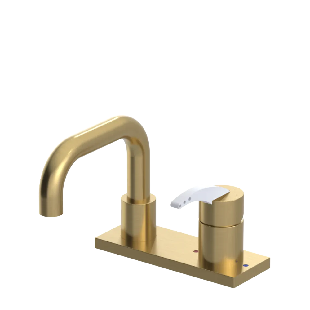 Rubinet 4" Centre Single Control Lav. Set. with Genesis spout (less drain) Satin Brass