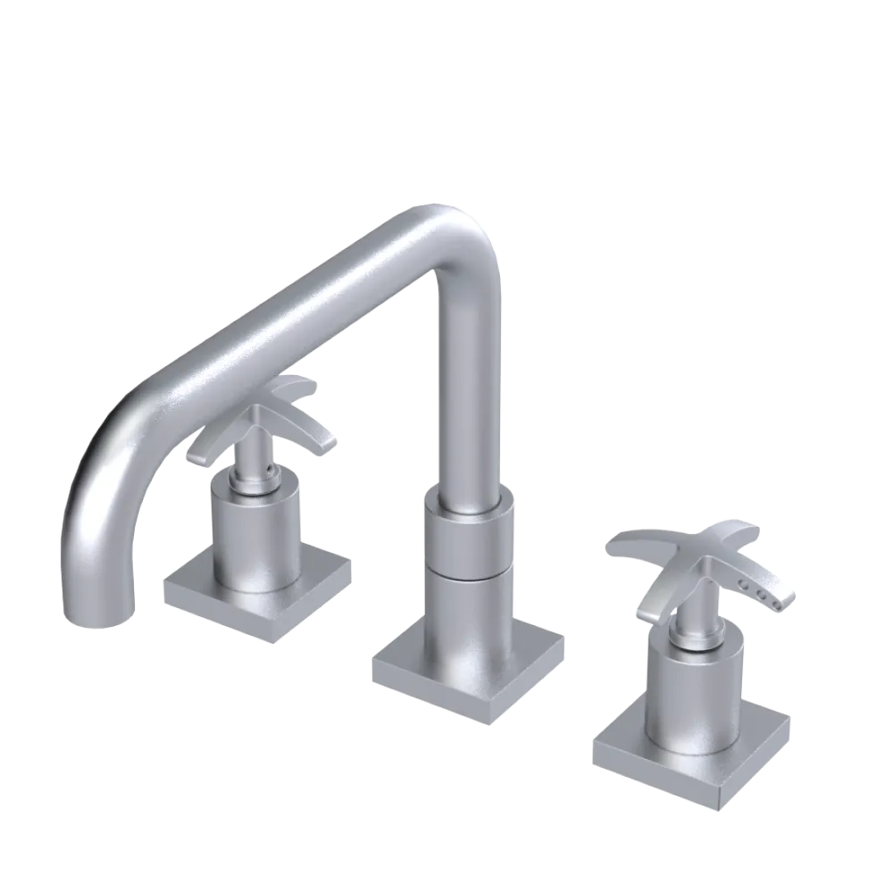 Rubinet Widespread Kitchen Set with Genesis Spout Satin Chrome