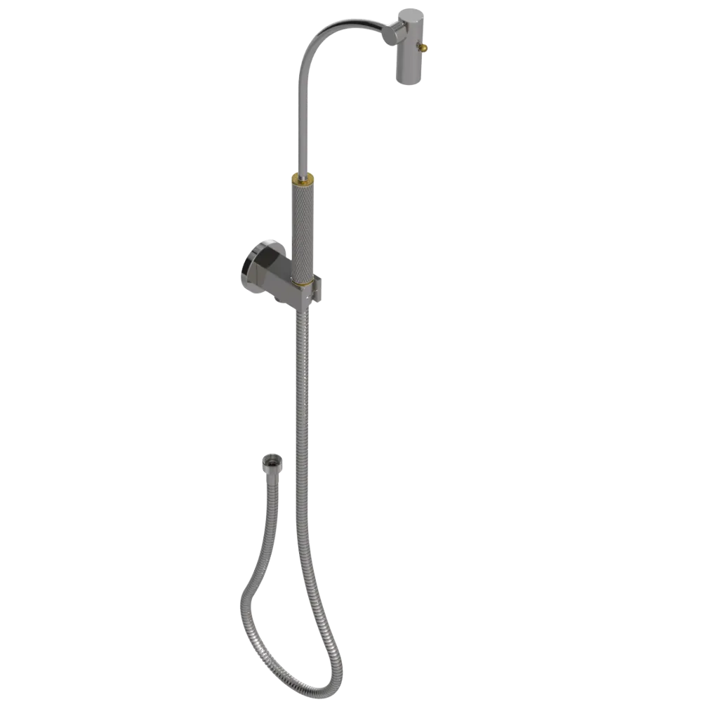 Rubinet Hand Held Shower Bidet with Extended Reach & Dual Function Spray Including Wall Bracket with Supply & Hose (Round) Polished Nickel
