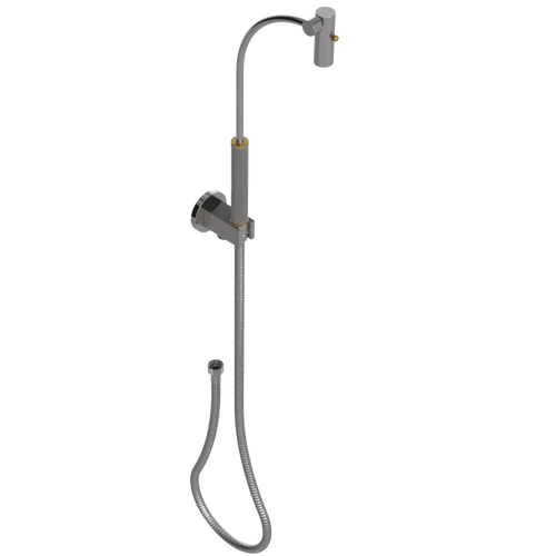Rubinet Hand Held Shower Bidet with Extended Reach & Dual Function Spray Including Wall Bracket with Supply & Hose (Round) Polished Nickel