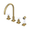 Rubinet Widespread Kitchen Set with Hand Spray Satin Brass