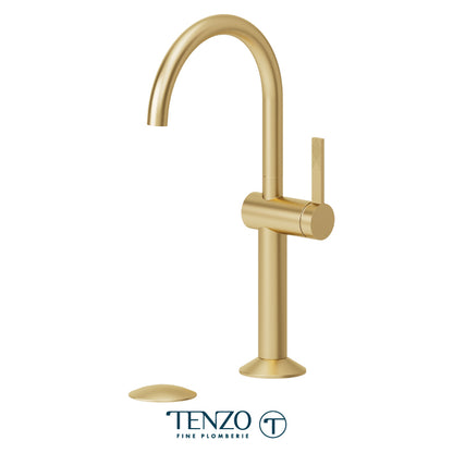 Tall single hole lavatory faucet with drain