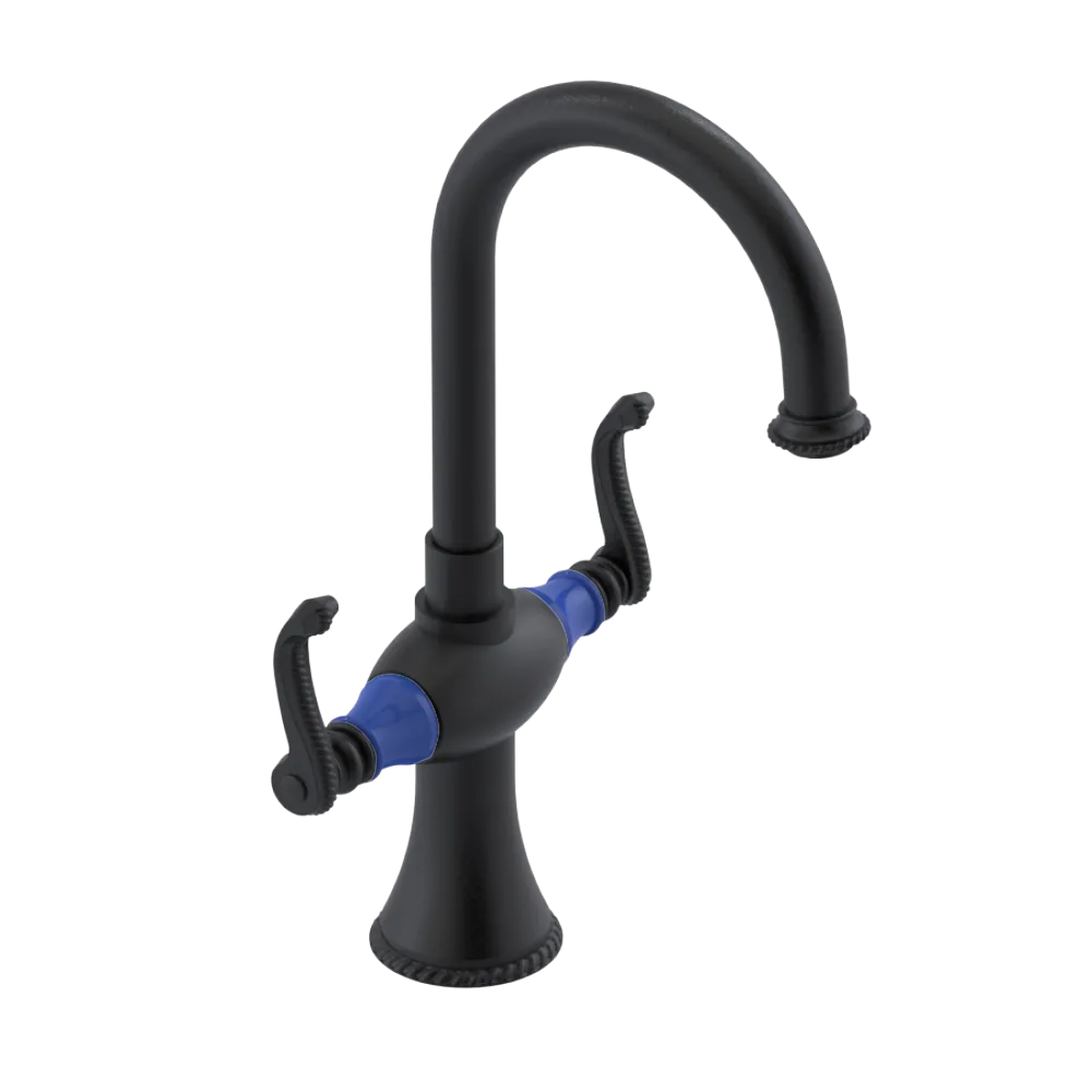 Rubinet Single Hole Dual Handle Lav. Set. (less drain) Matt Black