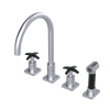Rubinet Widespread Kitchen Set with Hand Spray Satin Chrome